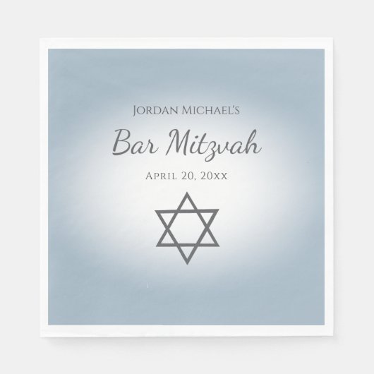 Serviette En Papier Modern Simple Star of David Blue Bar Mitzvah (Devant)