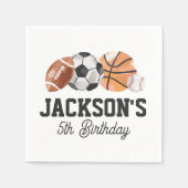 Serviette En Papier Modern Sports Birthday Party (Devant)