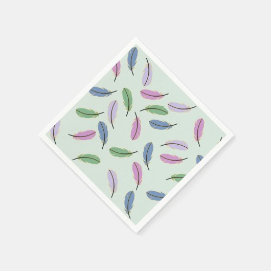 Serviette En Papier Modern Stylish Pastel Blue Feathers Pattern (Coin)
