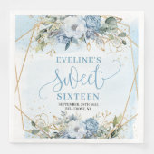 Serviette En Papier Modern Sweet 16th Dusty Blue Greenery Table Napkin (Devant)