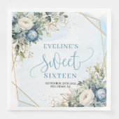 Serviette En Papier Modern Sweet 16th Eucalyptus Gold Frame Napkins (Devant)