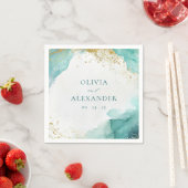 Serviette En Papier Modern Teal Gold Abstract Beach Wedding (En situation)