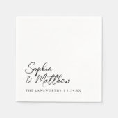 Serviette En Papier Modern Trendy Black and White Handwritten Wedding (Devant)