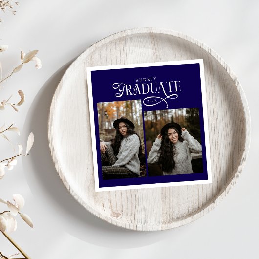 Serviette En Papier Modern Typography Graduate Photo Graduation