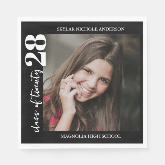 Serviette En Papier Modern Typography Photo Graduation (Devant)