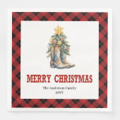 Serviette En Papier Modern Western Red Black Check Paper Napkins (Devant)