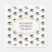 Serviette En Papier Modern Whimsical Gold Black Graduation Cap (Devant)