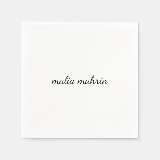 Serviette En Papier Modern White Monogram Script Design (Devant)