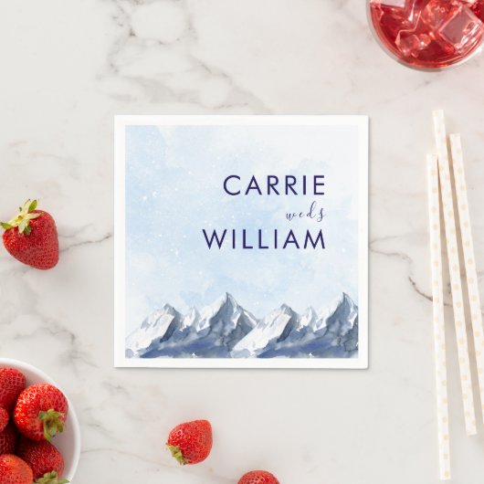 Serviette En Papier Modern Winter Mountain Pattern Wedding (En situation)