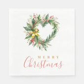 Serviette En Papier Modern Wreath Heart-Shape Merry Christmas Script (Devant)