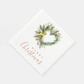 Serviette En Papier Modern Wreath Heart-Shape Merry Christmas Script (Coin)