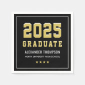 Serviette En Papier Moderne 2025 Graduate Gold Black Graduation Party (Devant)