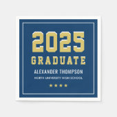 Serviette En Papier Moderne 2025 Graduate Gold Marine Graduation Party (Devant)