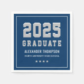 Serviette En Papier Moderne 2025 Graduate Navy Grey Graduation Party (Devant)