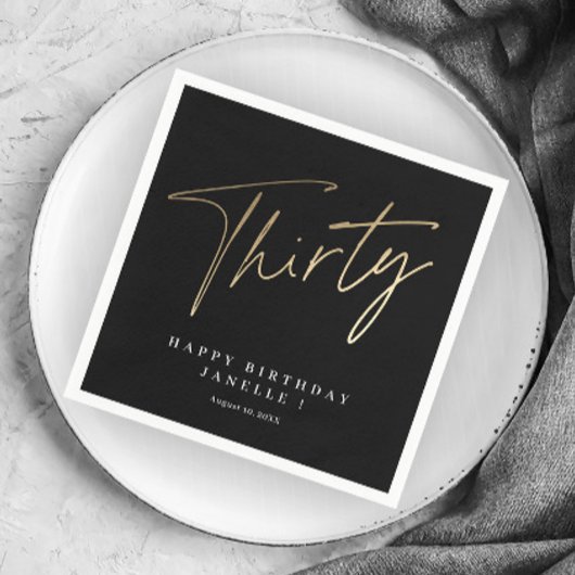 Serviette En Papier Moderne 30e anniversaire simple élégant élégant