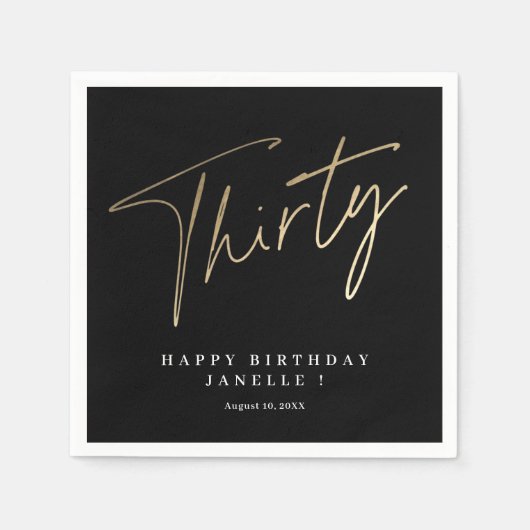 Serviette En Papier Moderne 30e anniversaire simple élégant élégant (Devant)