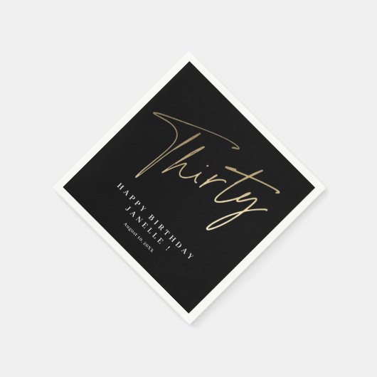 Serviette En Papier Moderne 30e anniversaire simple élégant élégant (Coin)