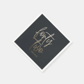 Serviette En Papier Moderne 42e anniversaire Black or élégant script I (Coin)