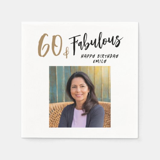 Serviette En Papier Moderne 60 et Fabuleux Photo 60e anniversaire (Devant)