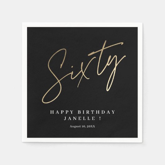 Serviette En Papier Moderne 60e anniversaire simple élégant élégant (Devant)