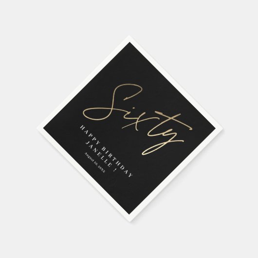 Serviette En Papier Moderne 60e anniversaire simple élégant élégant (Coin)