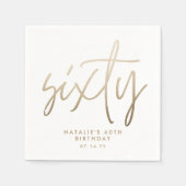 Serviette En Papier Moderne 60e anniversaire simple élégant script élé (Devant)