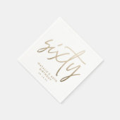 Serviette En Papier Moderne 60e anniversaire simple élégant script élé (Coin)