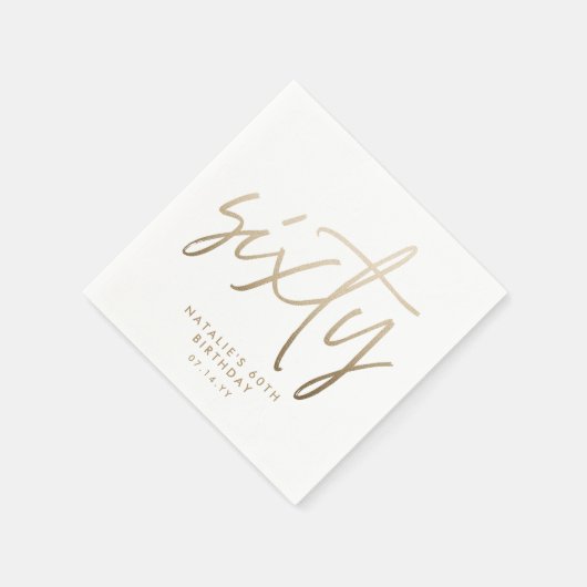 Serviette En Papier Moderne 60e anniversaire simple élégant script élé (Coin)