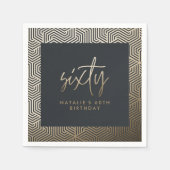 Serviette En Papier Moderne 60e anniversaire simple élégant script élé (Devant)
