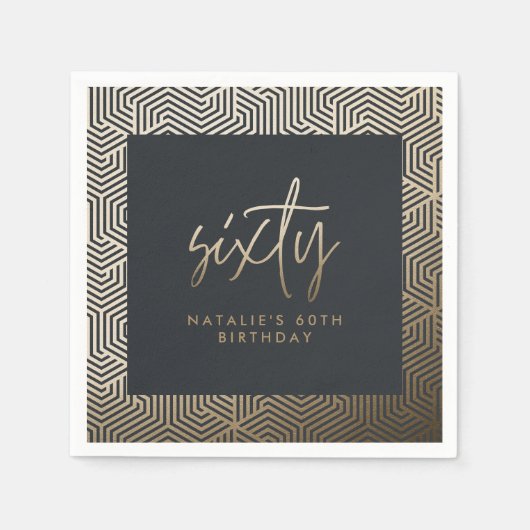 Serviette En Papier Moderne 60e anniversaire simple élégant script élé (Devant)