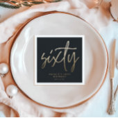 Serviette En Papier Moderne 60e anniversaire simple élégant script élé