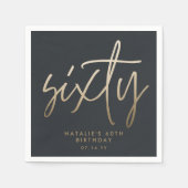 Serviette En Papier Moderne 60e anniversaire simple élégant script élé (Devant)