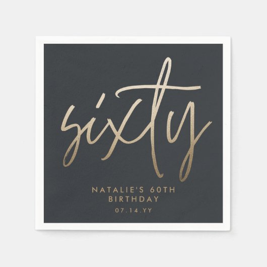 Serviette En Papier Moderne 60e anniversaire simple élégant script élé (Devant)