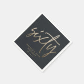 Serviette En Papier Moderne 60e anniversaire simple élégant script élé (Coin)