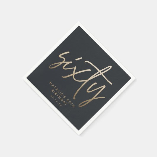 Serviette En Papier Moderne 60e anniversaire simple élégant script élé (Coin)