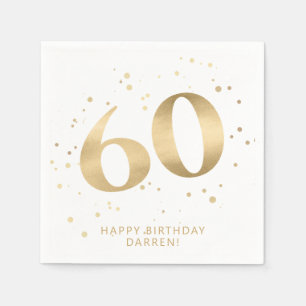Serviette En Papier Moderne 60e Soixantième Anniversaire   Paillettes 