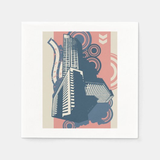 Serviette En Papier Moderne Abstrait Arrière - plan urbain Vibrant (Devant)