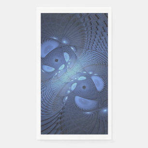 Serviette En Papier Moderne Abstrait tendance Dusk Blue Fractal Art