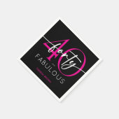 Serviette En Papier Moderne Anniversaire Minimal Rose Quarante Fabuleu (Coin)