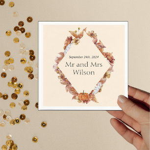 Serviette En Papier Moderne Automne Orange BOHO Dîner Mariage Cocktail