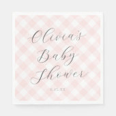 Serviette En Papier Moderne + Baby shower rose clair doux En vichy (Devant)