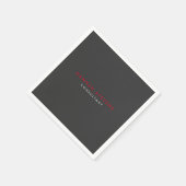 Serviette En Papier Moderne Black Grey Red Professionnel Votre nom (Coin)