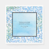 Serviette En Papier Moderne Bleu Abstrait Christening (Devant)