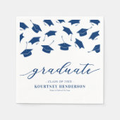 Serviette En Papier Moderne Bleu Blanc Graduation (Devant)