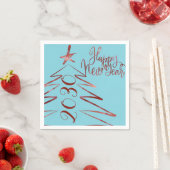 Serviette En Papier Moderne bleu brillant arbre rouge Nouvel An fête 2 (En situation)