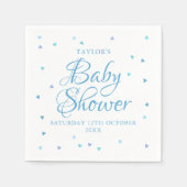 Serviette En Papier Moderne Blue Love Hearts Baby Boy Shower Sprinking (Devant)