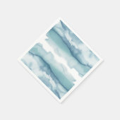 Serviette En Papier Moderne Blue Watercolor Mariage Océan (Coin)