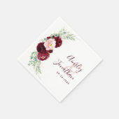 Serviette En Papier Moderne Bourgogne Blush Floral Greenery Mariage (Coin)
