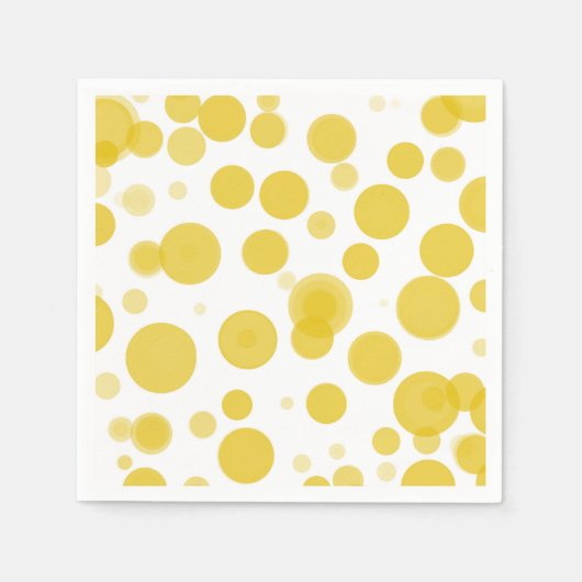Serviette En Papier Moderne Bulles de points blancs jaunes pour fête (Devant)