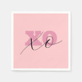 Serviette En Papier Moderne Candy rose noir XOXO Valentine (Devant)